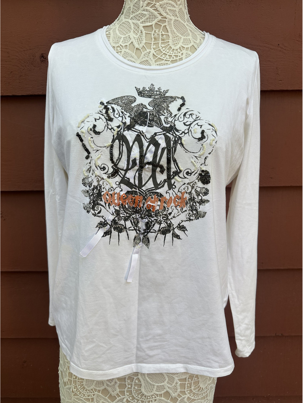 Marc by Marc Jacobs White Long Sleeve Graphic Top Y2K‎ Indie Punk
